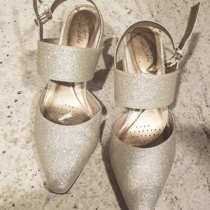Life Stride Silver Light Gold Heels  Pointy Toe